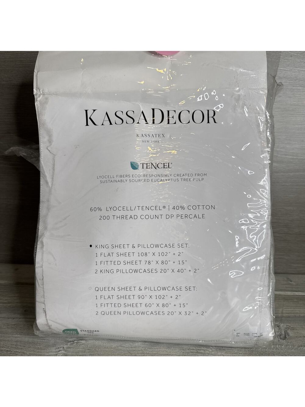 KassaDecor by KASSATEX Tencel Lyocell Cotton Sheet Set - NWT - White - King